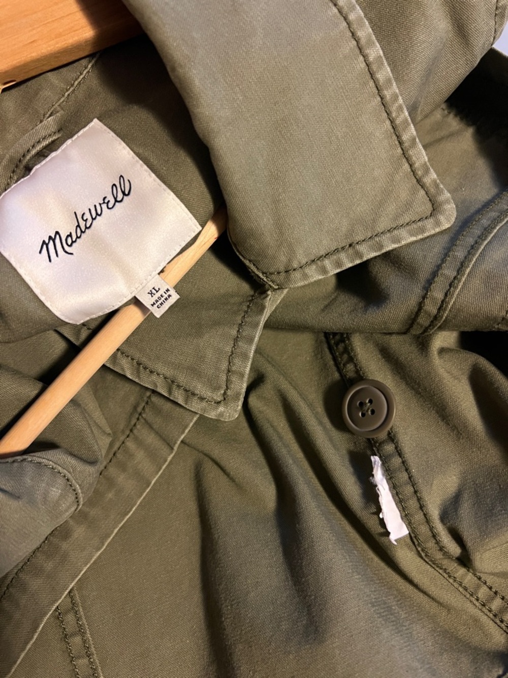 Madewell Distressed Olive Green Utility Field Jacket Blazer Womens size XL - Picture 14 of 16